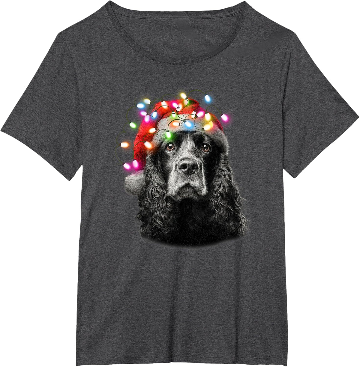 Cocker Spaniel Dog Christmas Funny Santa Holiday Men Women T-Shirt - Dark Heather Grey