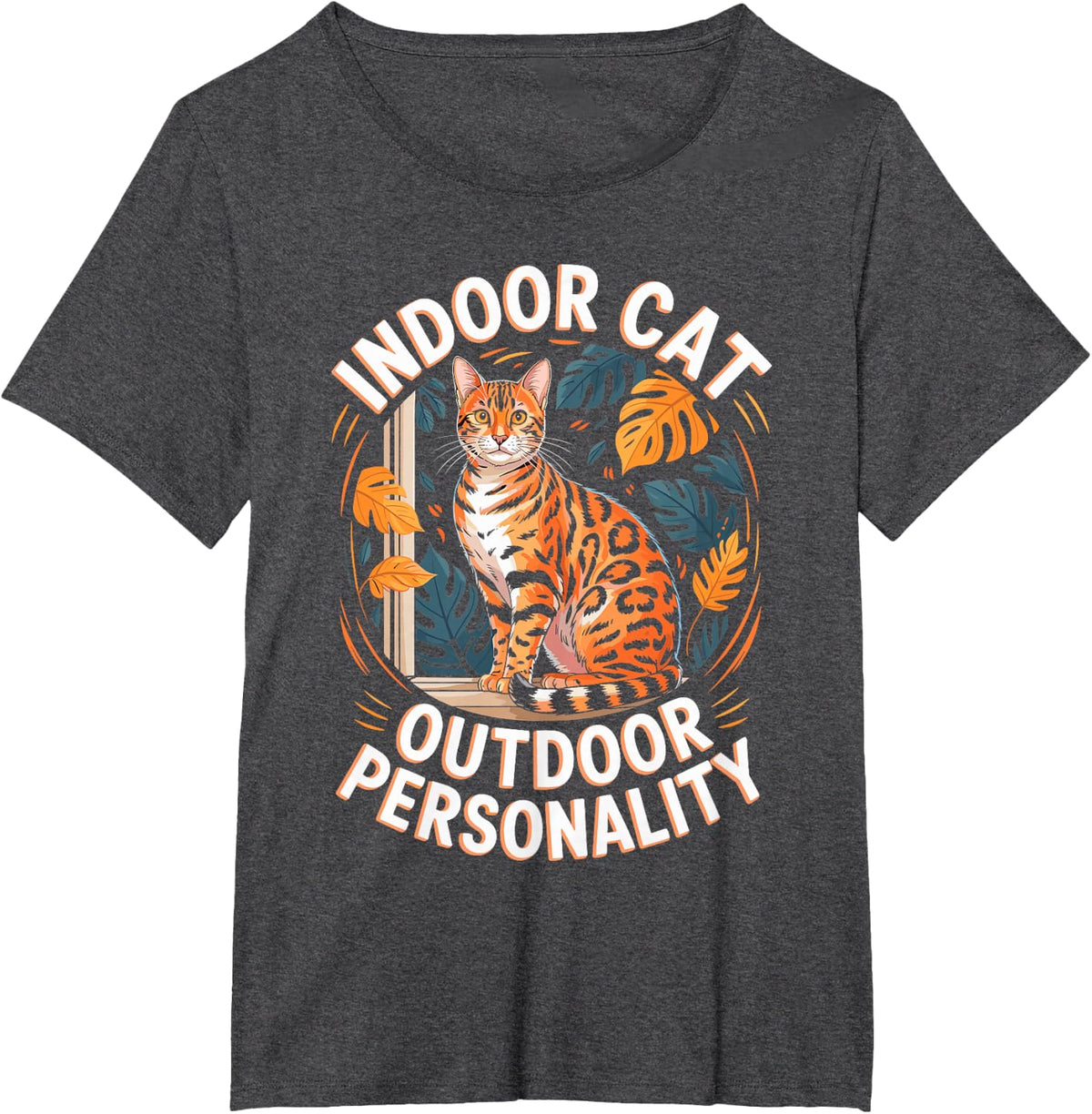 Indoor Cat Outdoor Personality Bengal Cat T-Shirt - Dark Heather Grey
