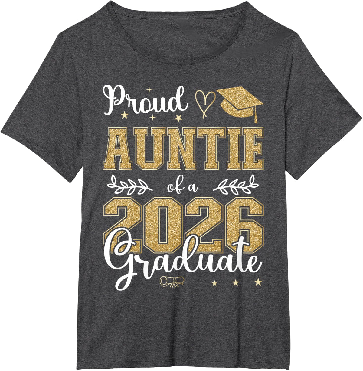 Proud Auntie of a class of 2026 graduate for graduation T-Shirt - Dark Heather Grey