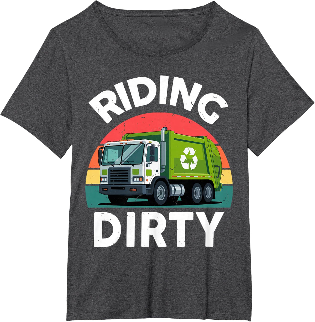 Toddler Riding Dirty Garbage Truck Funny Recycling Boy Baby T-Shirt - Dark Heather Grey