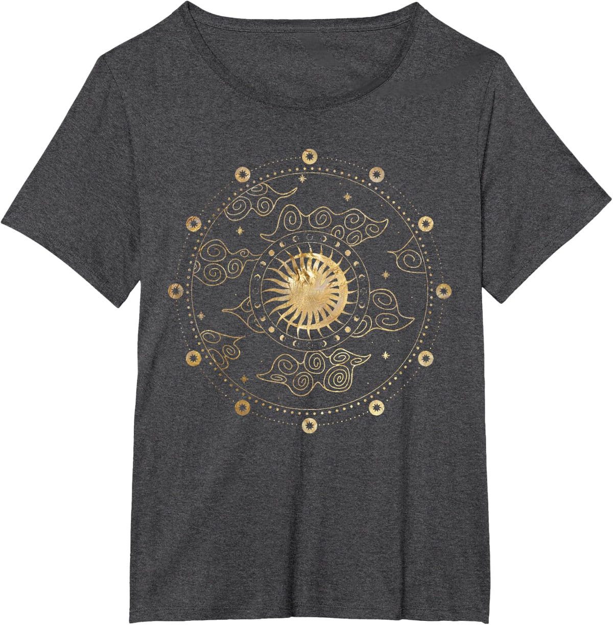 Sun Moon Phases Celestial Astronomy Astrology T-Shirt - Dark Heather Grey