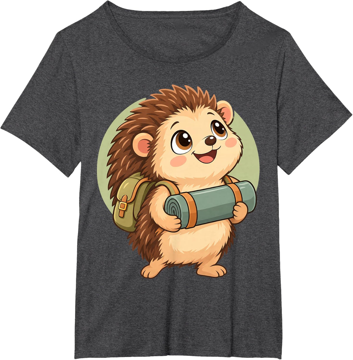 Camping Hedgehog with Tiny Backpack for Children T-Shirt - Dark Heather Grey
