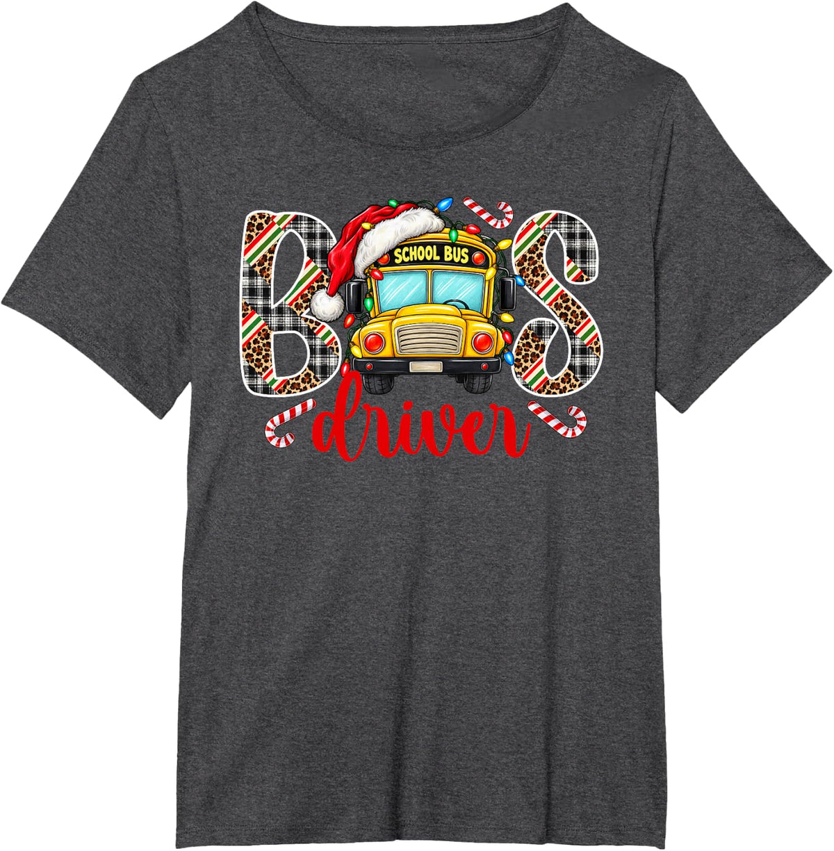 Bus Driver Christmas School Bus Driver Xmas Bus Drivers T-Shirt - Dark Heather Grey