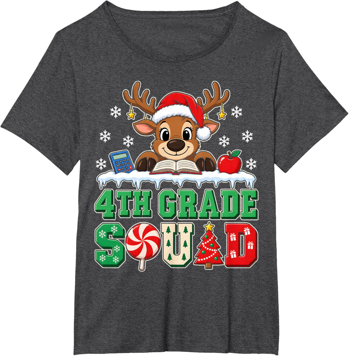 4th Grade Squad Christmas Shirt Fourth Grade Teacher T-Shirt - Dark Heather Grey