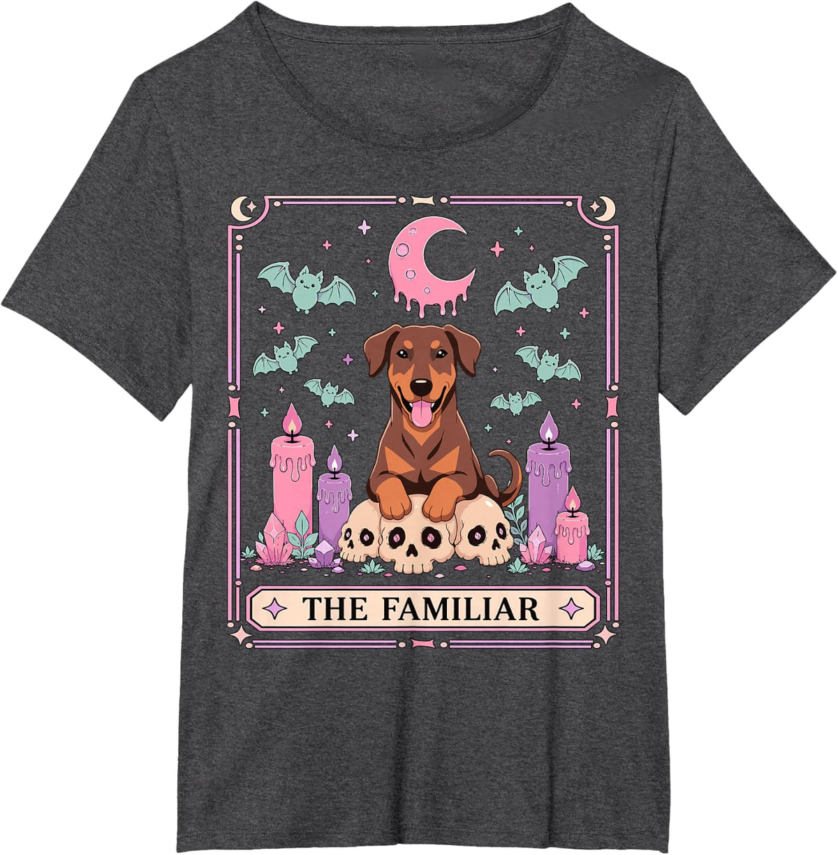 Doberman Pinscher Dog Tarot Card T-Shirt - Dark Heather Grey