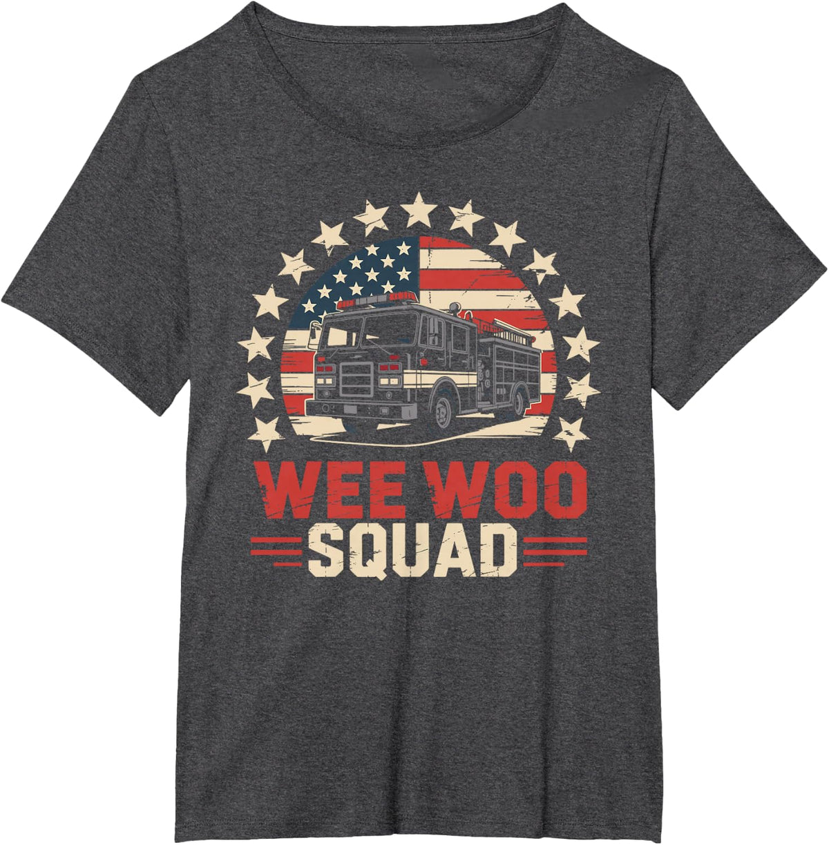 Firefighter Wee Woo Squad T-Shirt Funny Fire Fighter Tees Men Women - Dark Heather Grey