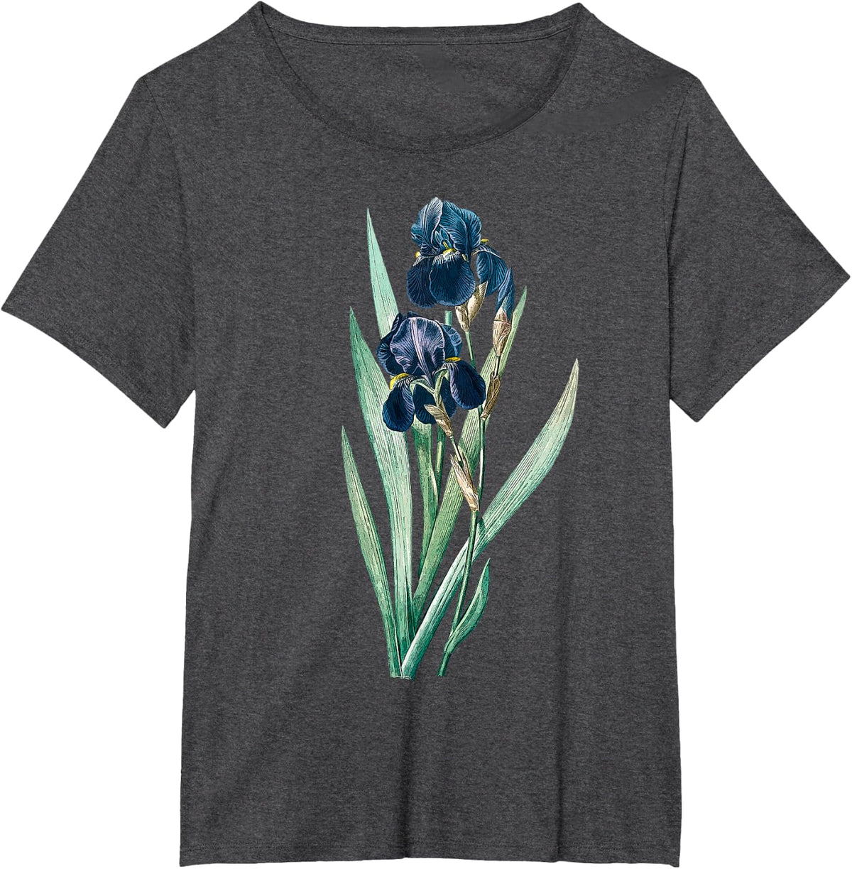 Elegant Iris Flower Antique Plants Botanical Vintage Gift T-Shirt - Dark Heather Grey