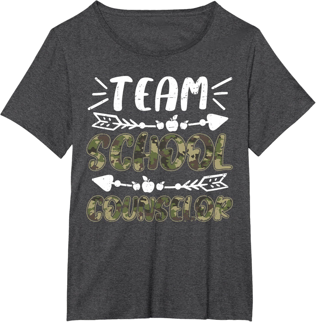Team School Counselor Camo Teacher Student Back To School T-Shirt - Dark Heather Grey