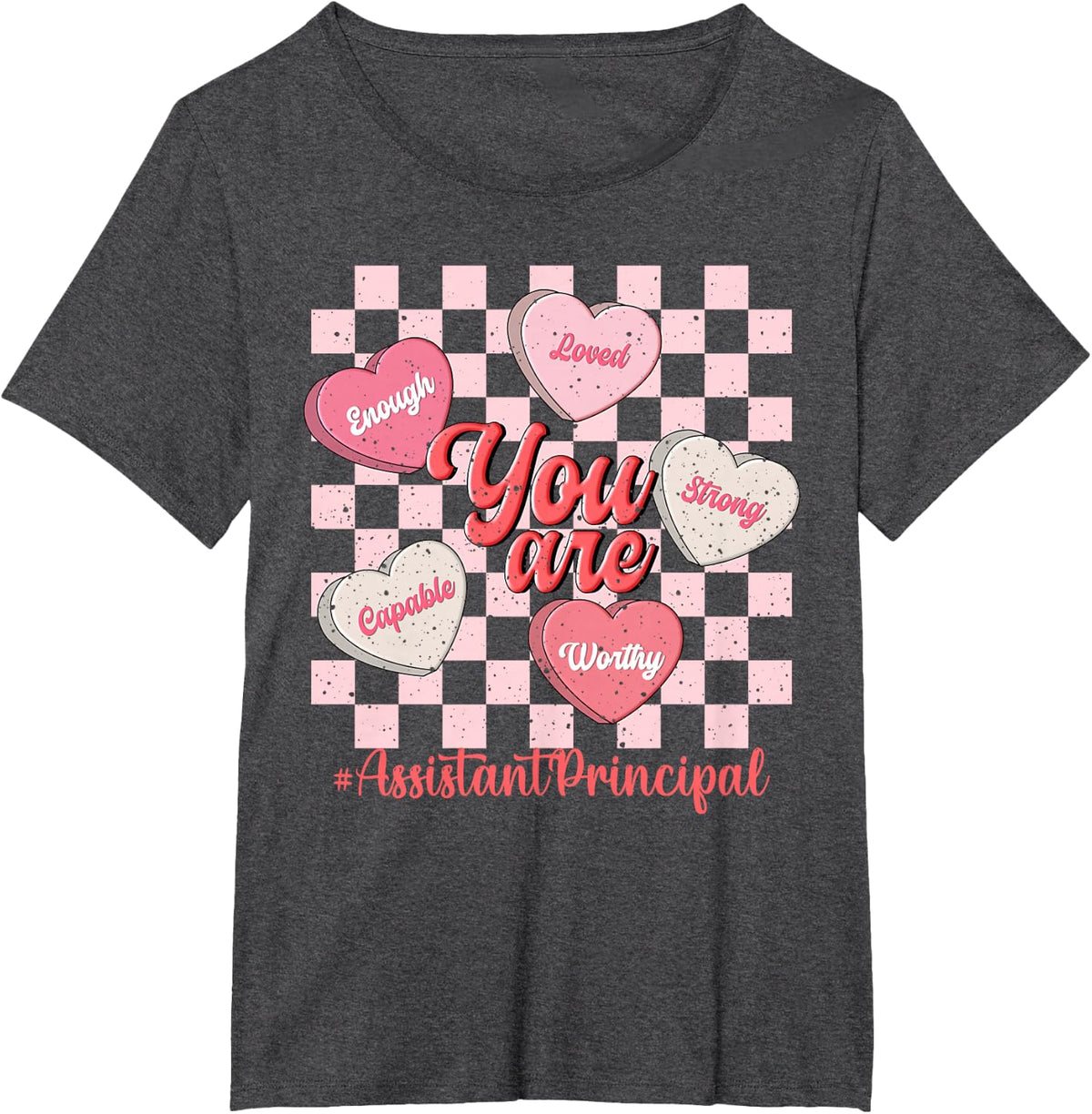 Funny Valentine Assistant Principal Love Heart T-Shirt - Dark Heather Grey