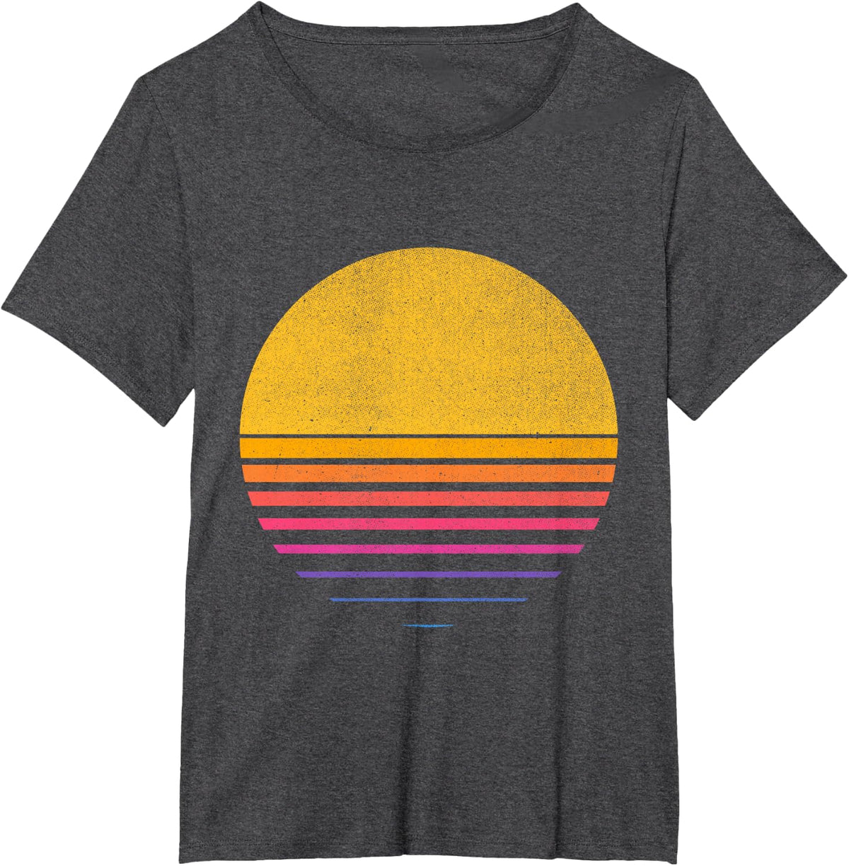 Retro Fade 80s Sunset | Cool Vintage Graphic Design T-Shirt - Dark Heather Grey