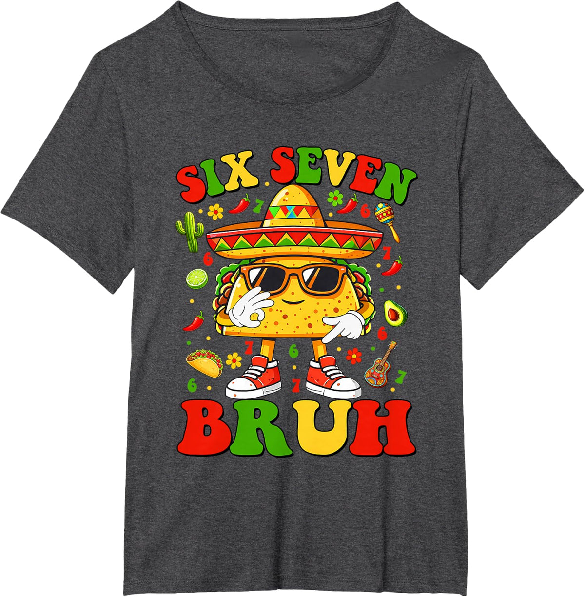 6 7 Taco Cinco de Mayo Food Mexican Fiesta Boys Girls Kids T-Shirt - Dark Heather Grey