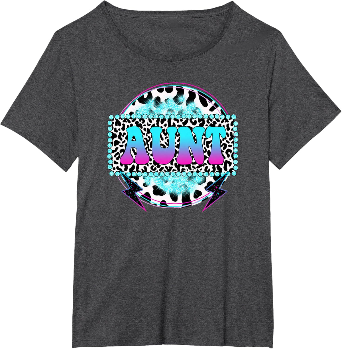 Groovy Aunt Cow Print Pattern Auntie Mother's Day T-Shirt - Dark Heather Grey