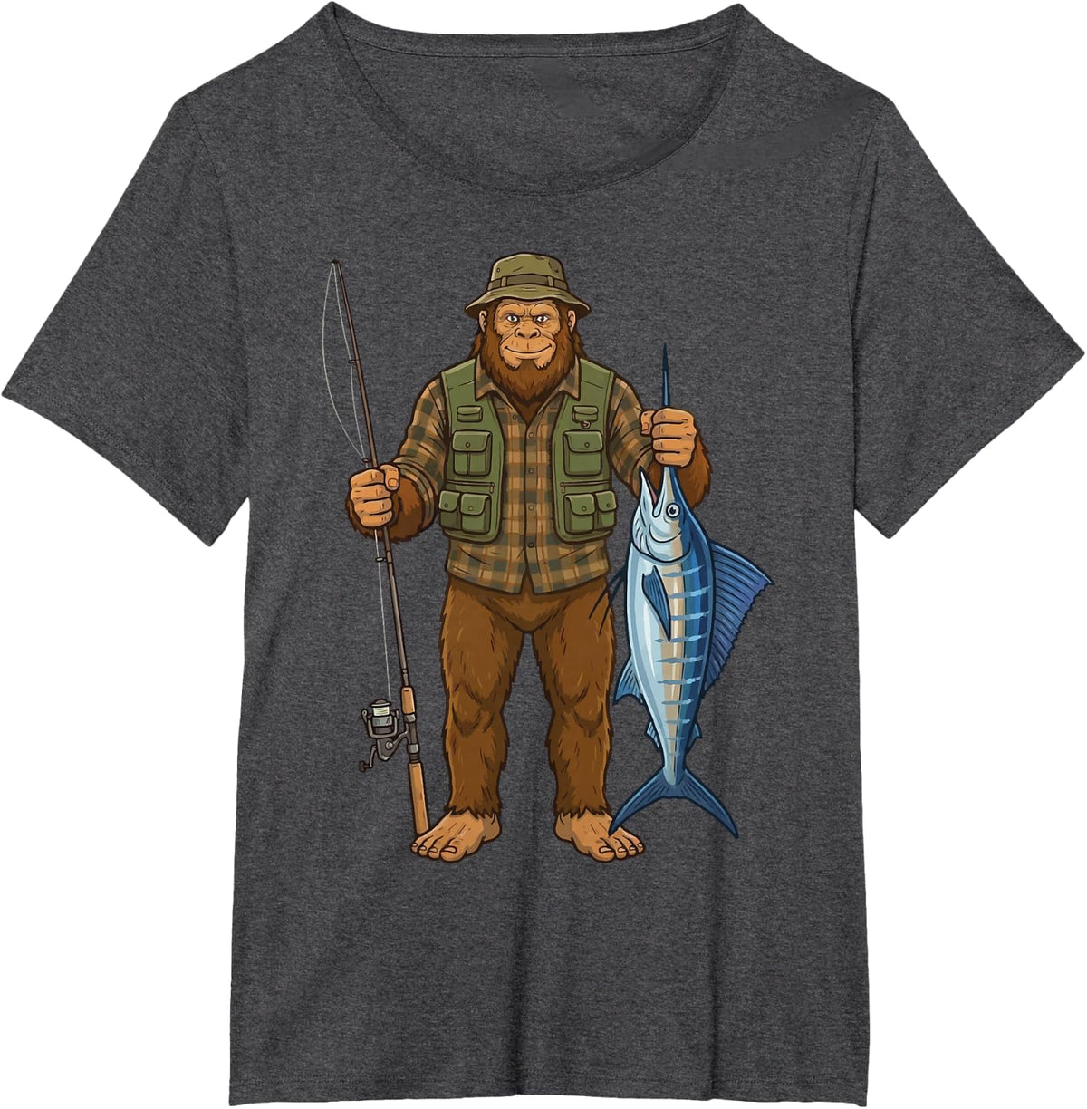 Marlin Bigfoot Fisher T-Shirt - Dark Heather Grey