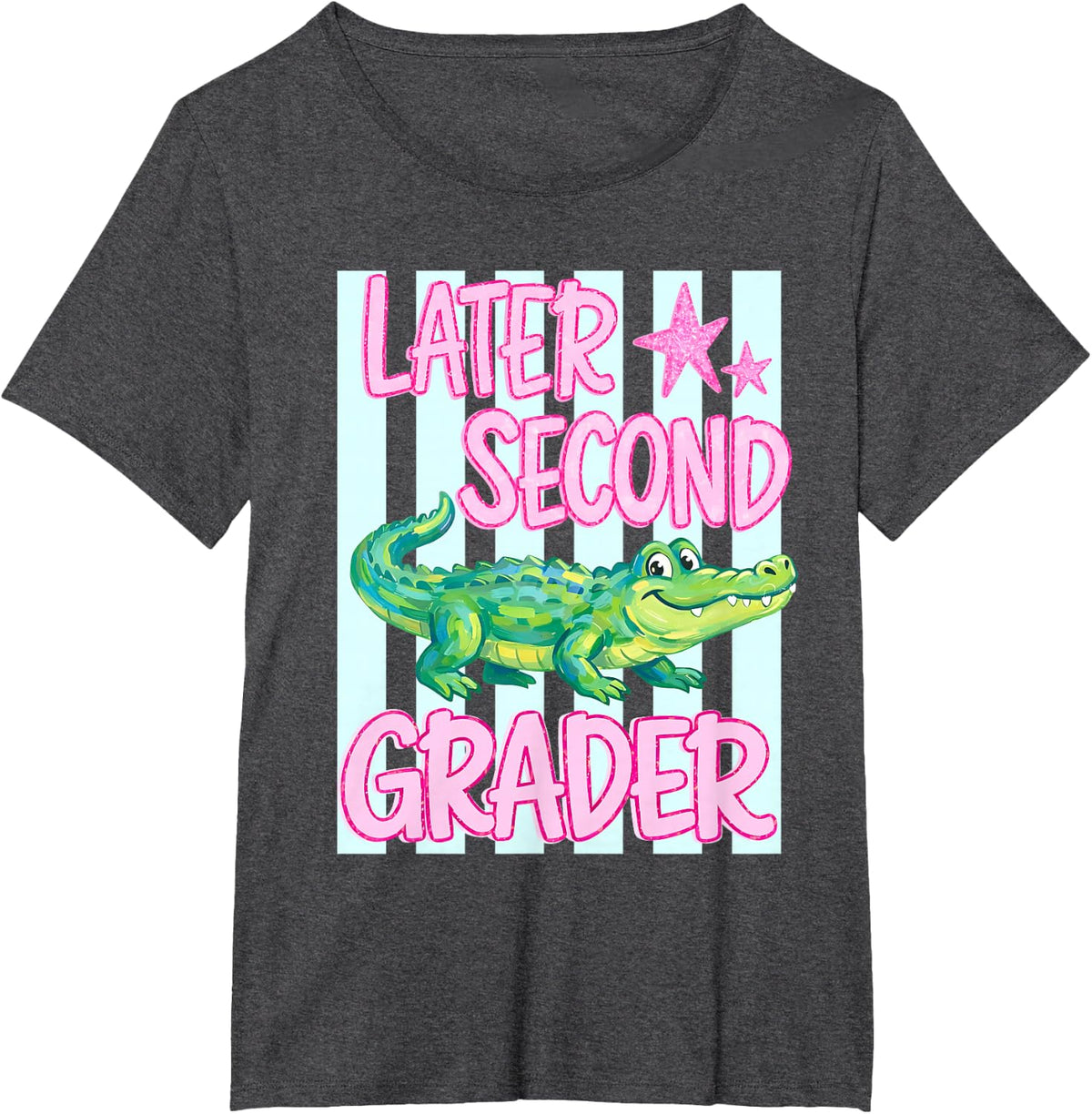 Later Second Grader Alligator Meme Happy Last Day of School T-Shirt - Dark Heather Grey