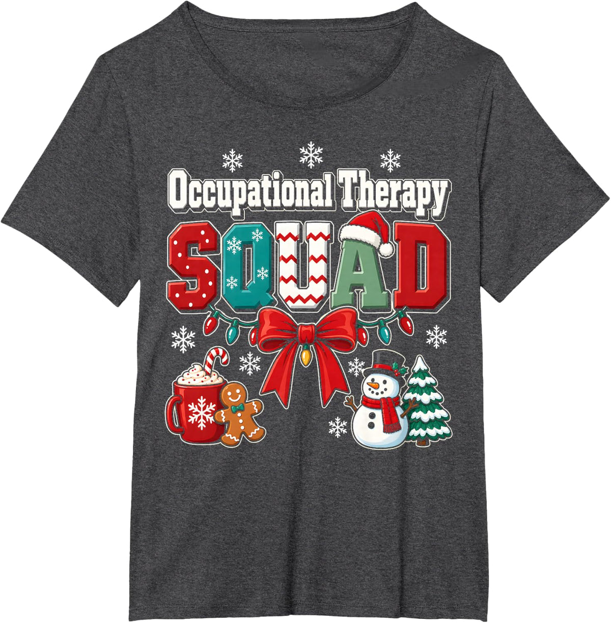 OT Squad Christmas Shirt Occupational Therapy Snowman T-Shirt - Dark Heather Grey