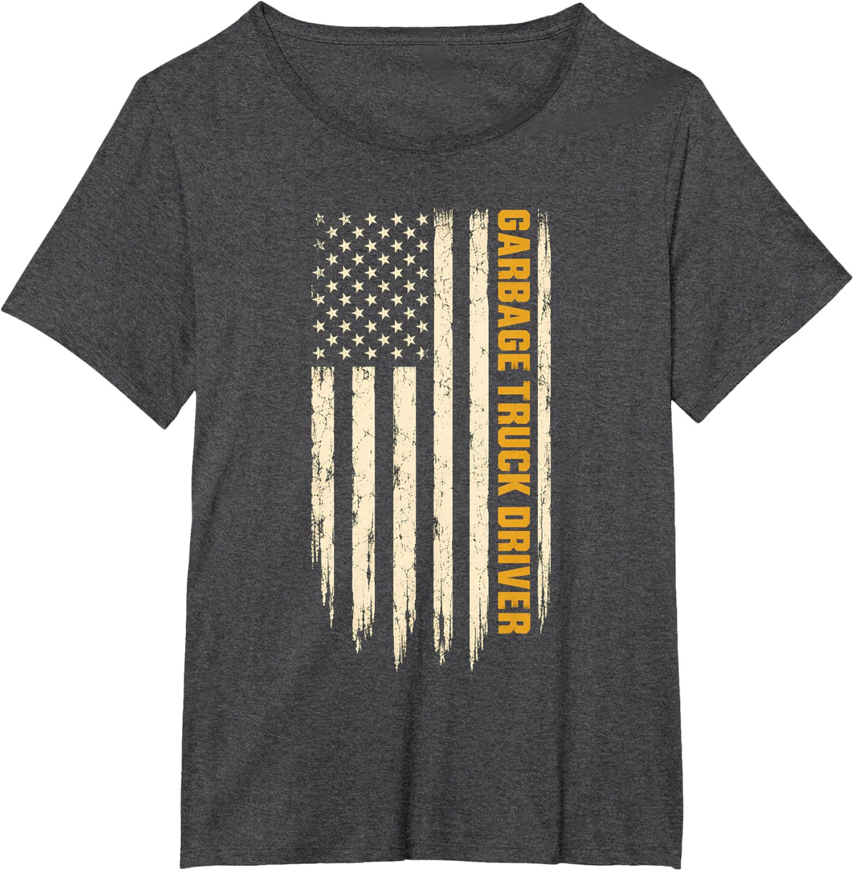 Garbage Truck Driver American Flag Distressed T-Shirt - Dark Heather Grey