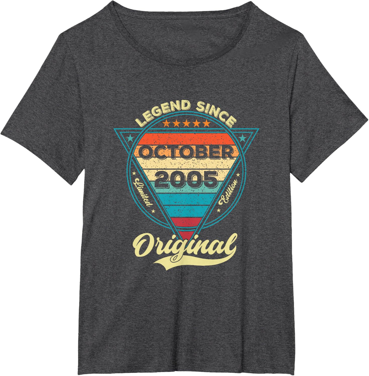 Vintage 21st Birthday Legend Since October 2005 T-Shirt - Dark Heather Grey