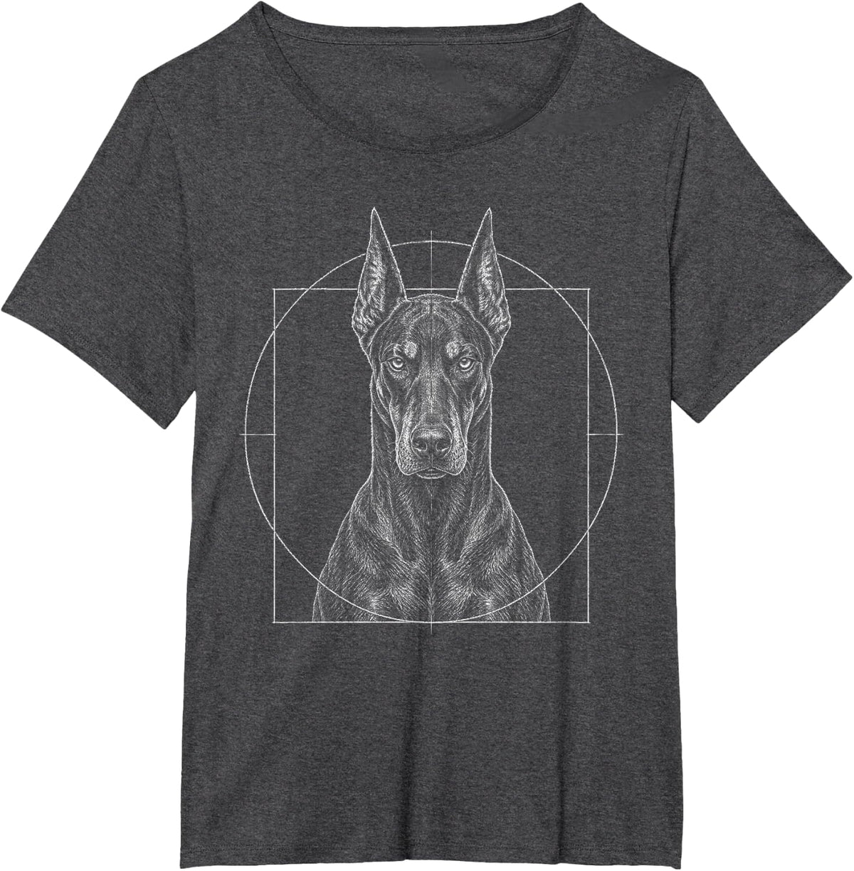 Doberman Pinscher Vitruvian Dog T-Shirt - Dark Heather Grey