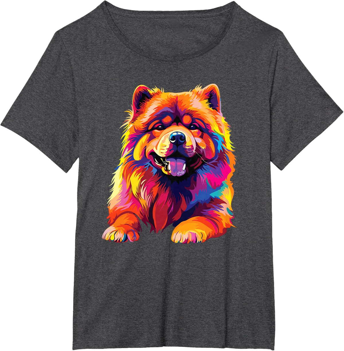 Watercolor Colorful Dogs Chow Chow T-Shirt Tee for Dog Lovers Men Women - Dark Heather Grey