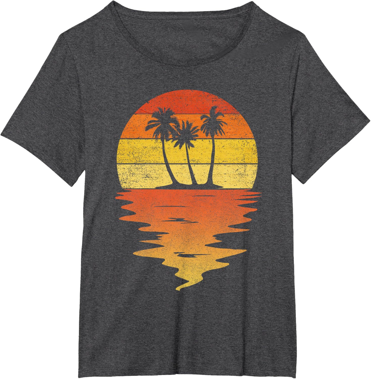 Palm Trees Shirt Retro Sunset 70s Vintage Palm Trees T-Shirt - Dark Heather Grey