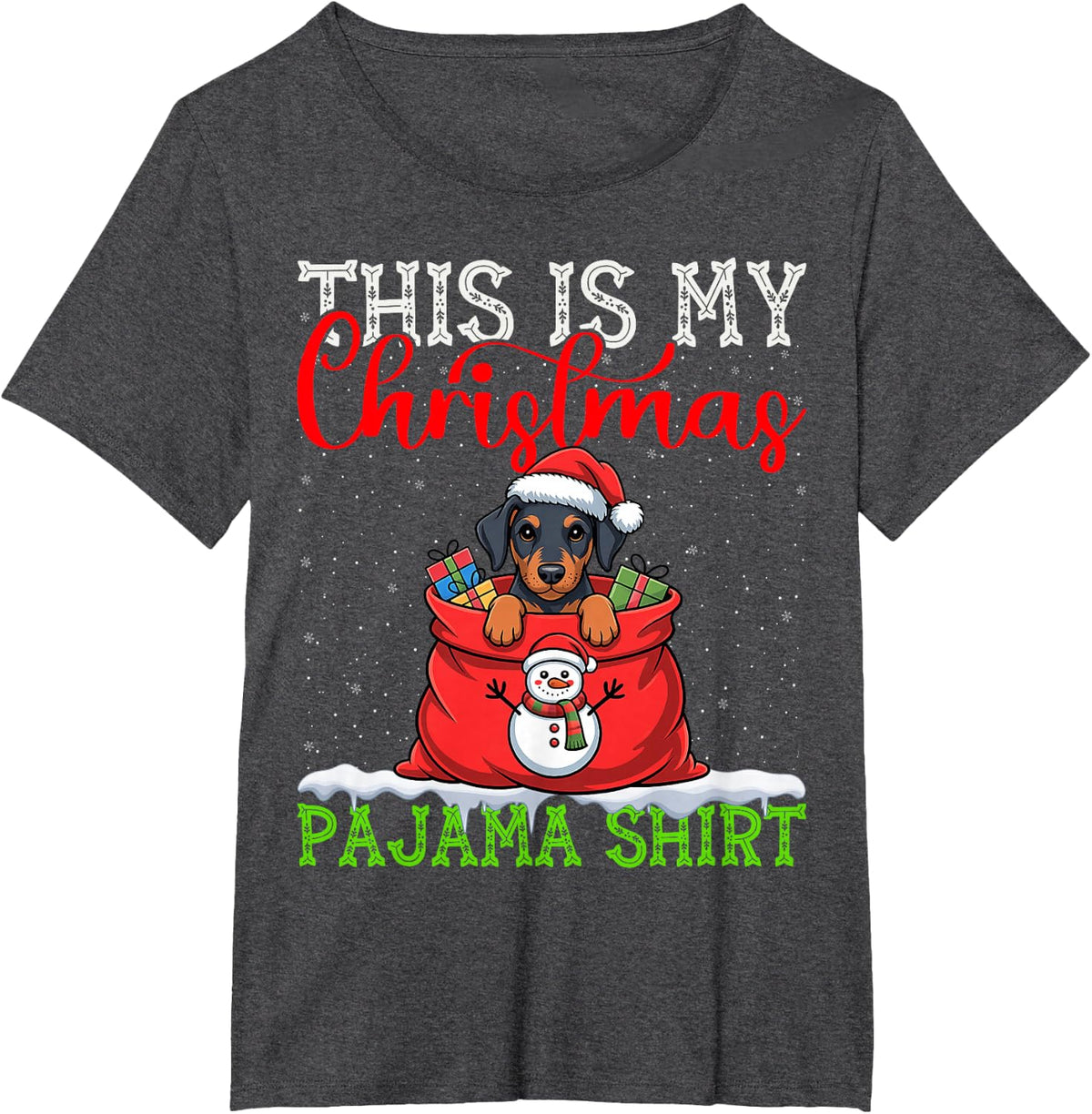This is My Doberman Pinscher Ugly Christmas Pajama Sweater T-Shirt - Dark Heather Grey