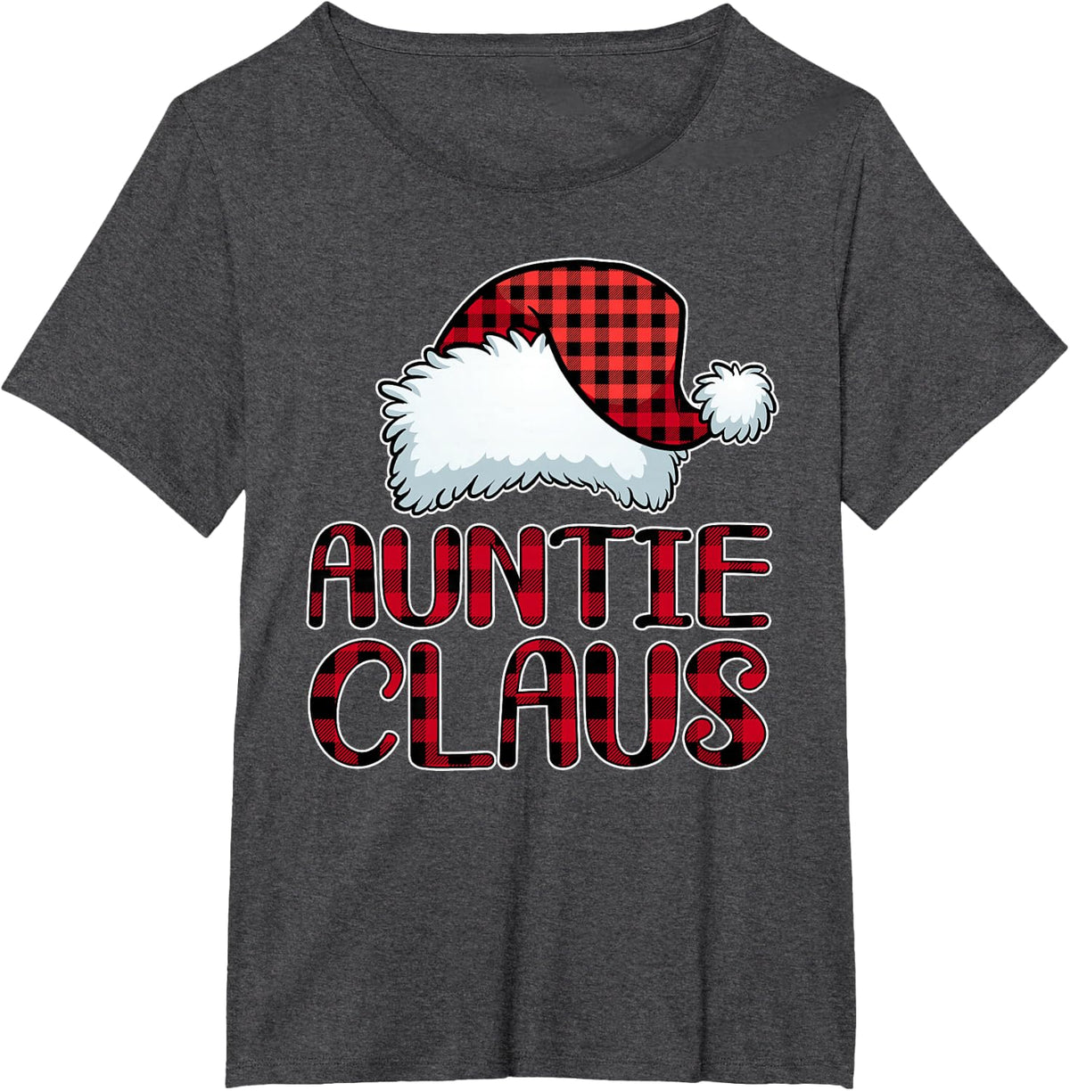 Auntie Claus Shirt Funny Christmas Pajama Family Matching T-Shirt - Dark Heather Grey