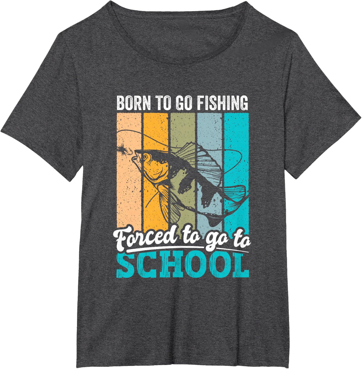 Funny Born to Go Fishing Bass Fish Fisherman Boys Kids T-Shirt - Dark Heather Grey