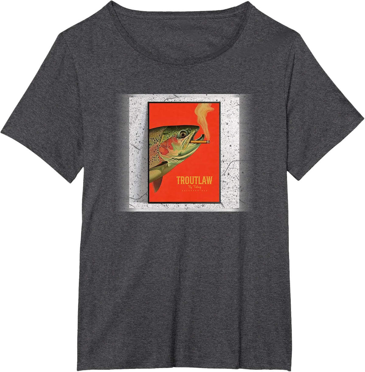Rainbow Trout Smoking, Fly Fishing T-Shirt - Dark Heather Grey