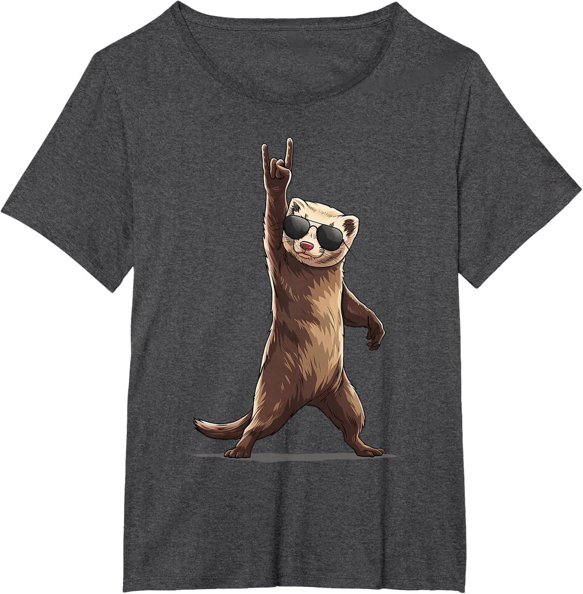 Ferret Rock On Funny Rock and Roll Gifts for Men Women Kid T-Shirt - Dark Heather Grey
