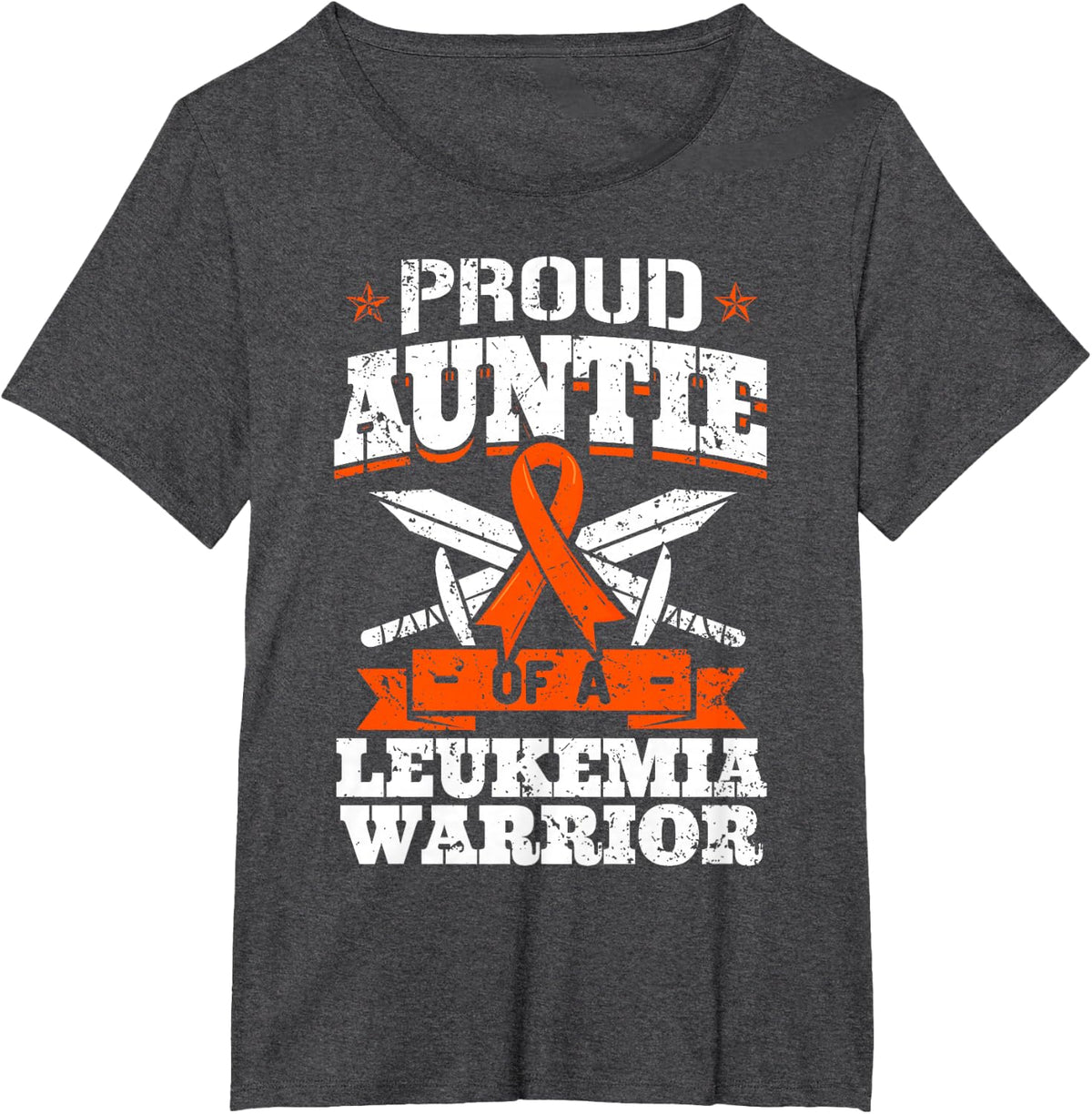 Proud Auntie Of A Leukemia Warrior Awareness Blood Cancer T-Shirt - Dark Heather Grey