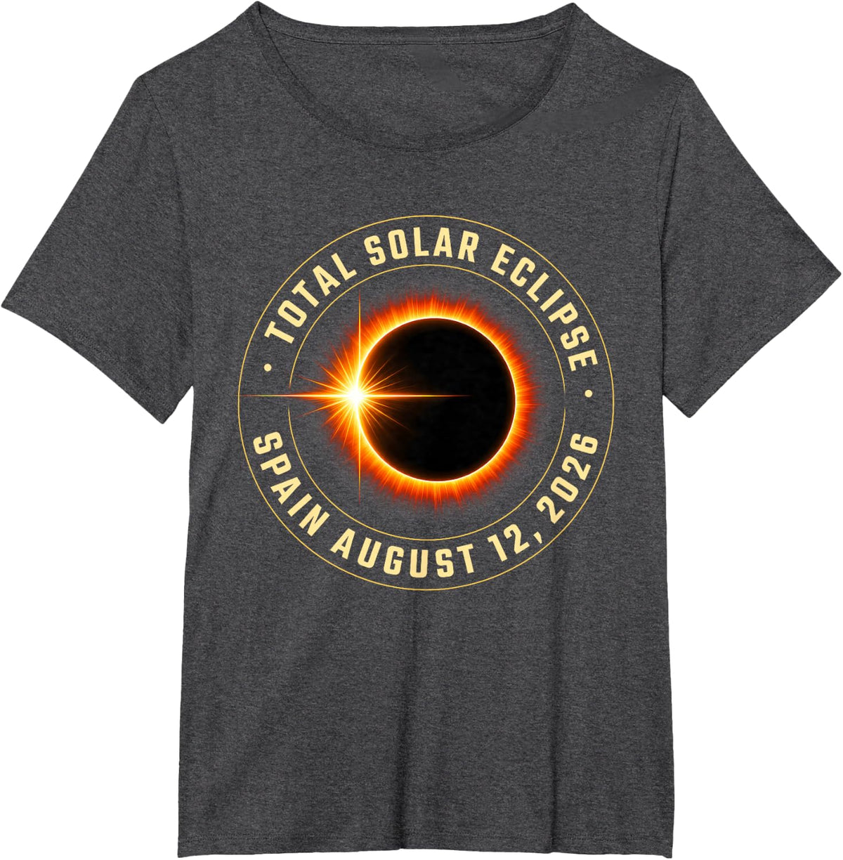 Total Solar Eclipse Spain 12 August 2026 Cosmic Event T-Shirt Tee Women - Dark Heather Grey