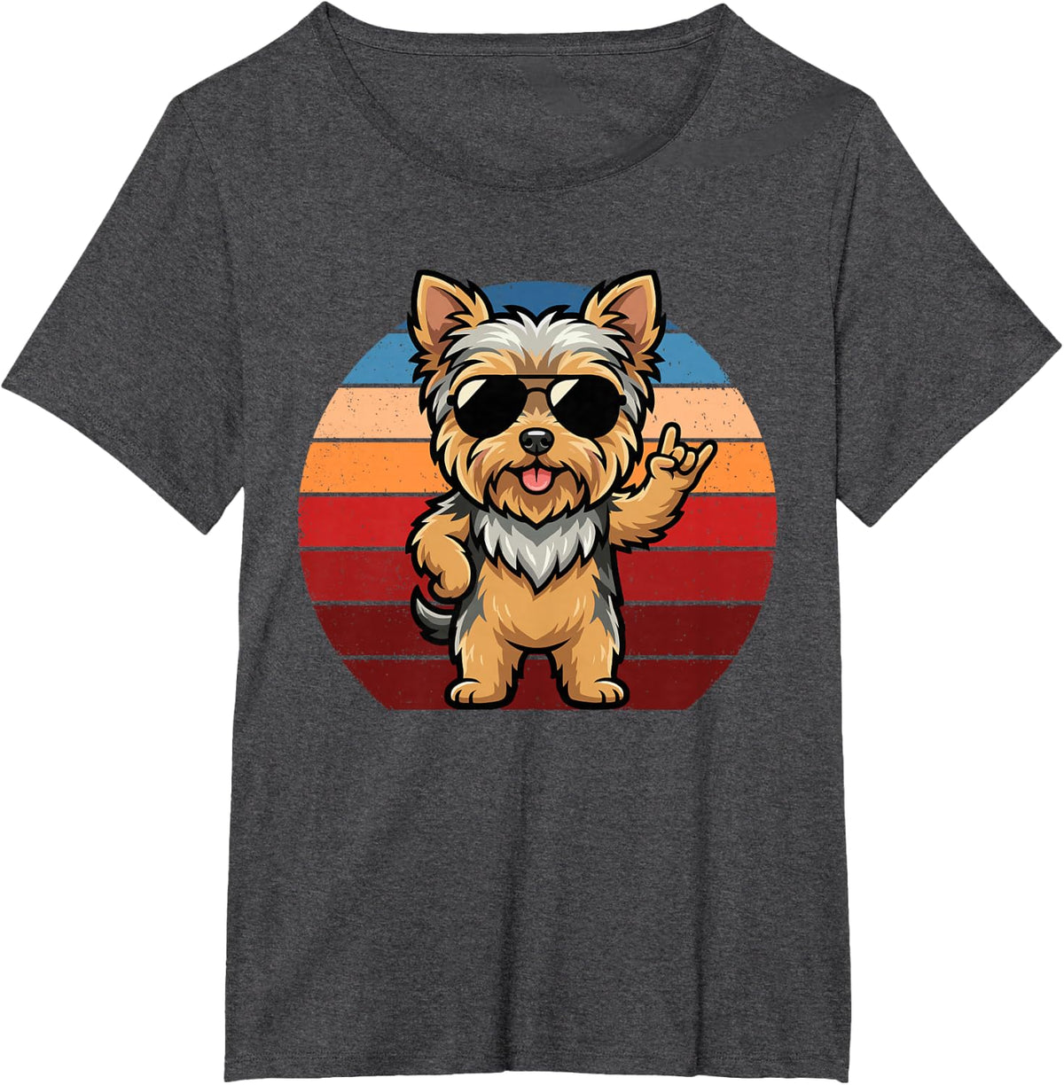 Retro Yorkshire Terrier Mom Funny Yorkshire Terrier T-Shirt - Dark Heather Grey