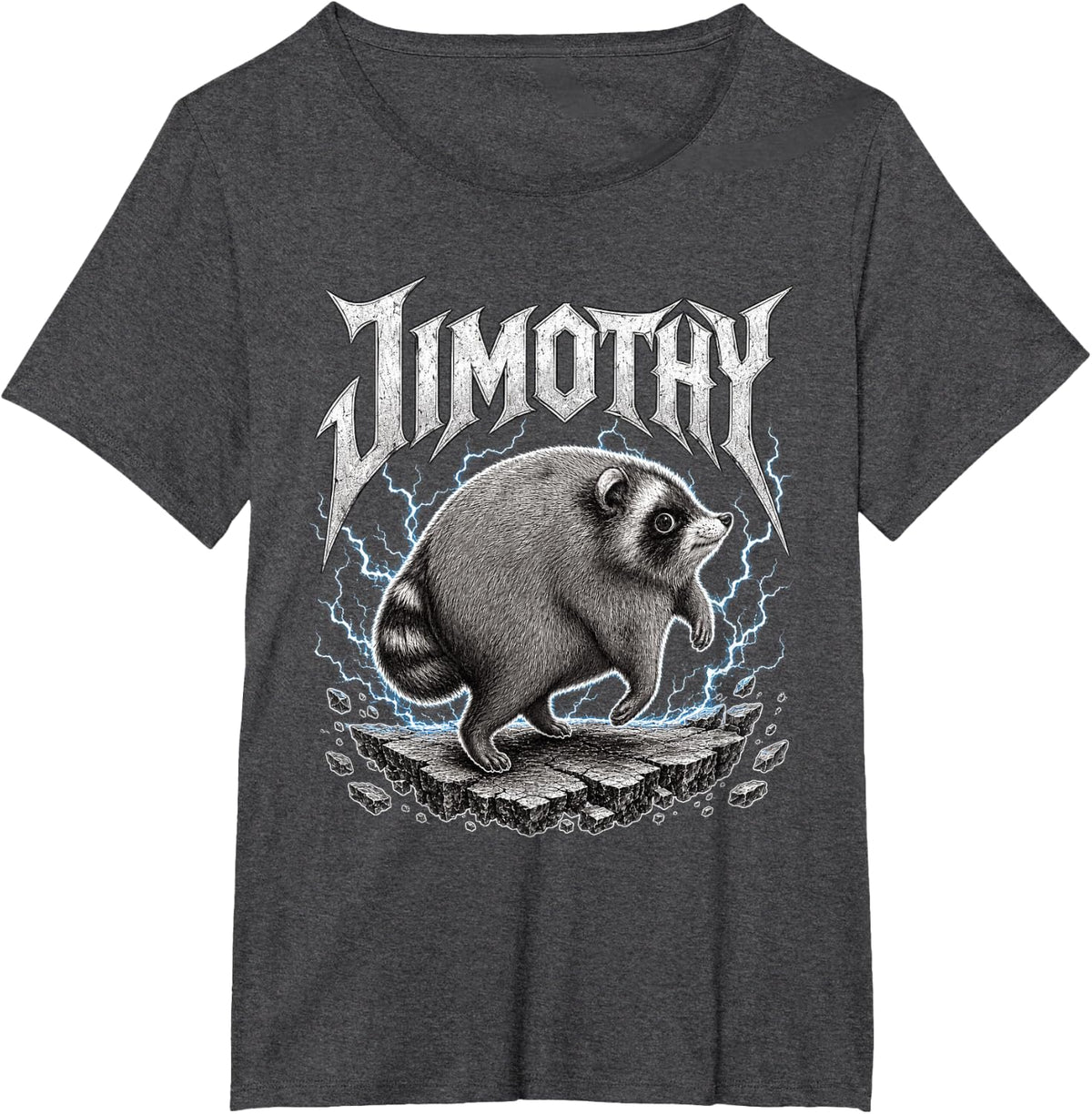 Jimothy Heavy Metal Lightning Trash Panda Electric T-Shirt - Dark Heather Grey