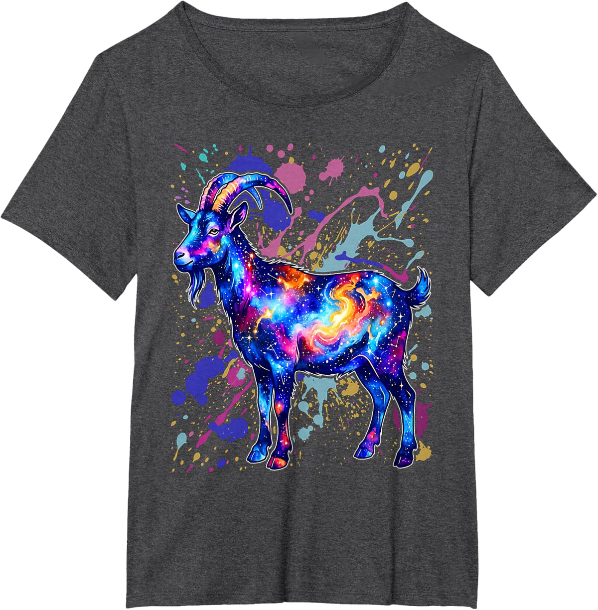 Goat Colourful Art Animals Animal Motif Goat T-Shirt - Dark Heather Grey