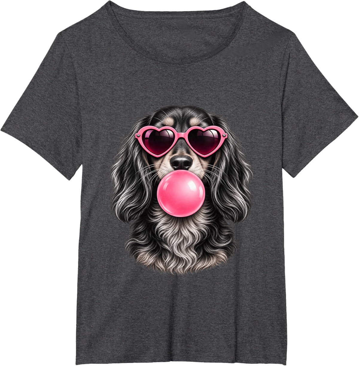 Cool Cocker Spaniel, Heart Sunglasses T-Shirt - Dark Heather Grey