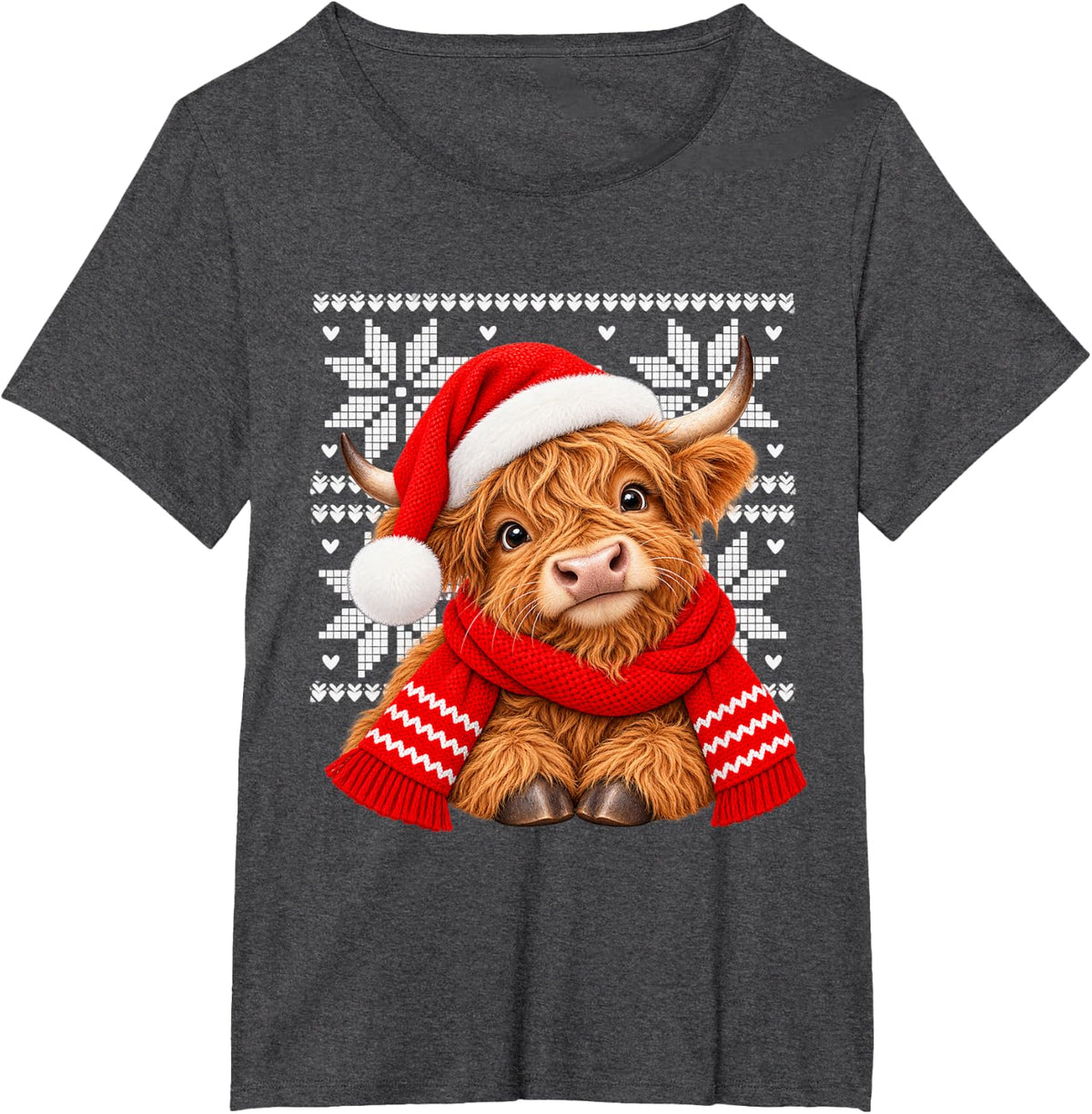 Ugly Christmas Hedgehog Scarf Holiday Cute Kids T-Shirt - Dark Heather Grey