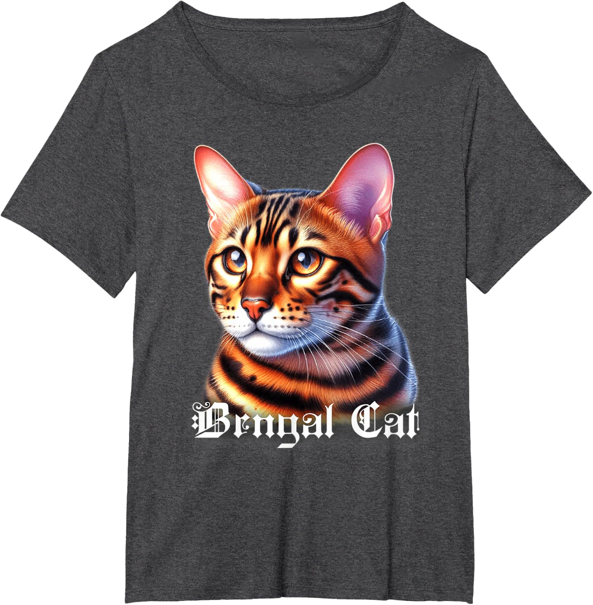 Bengal Cat Portrait x Cute Cat T-Shirt - Dark Heather Grey