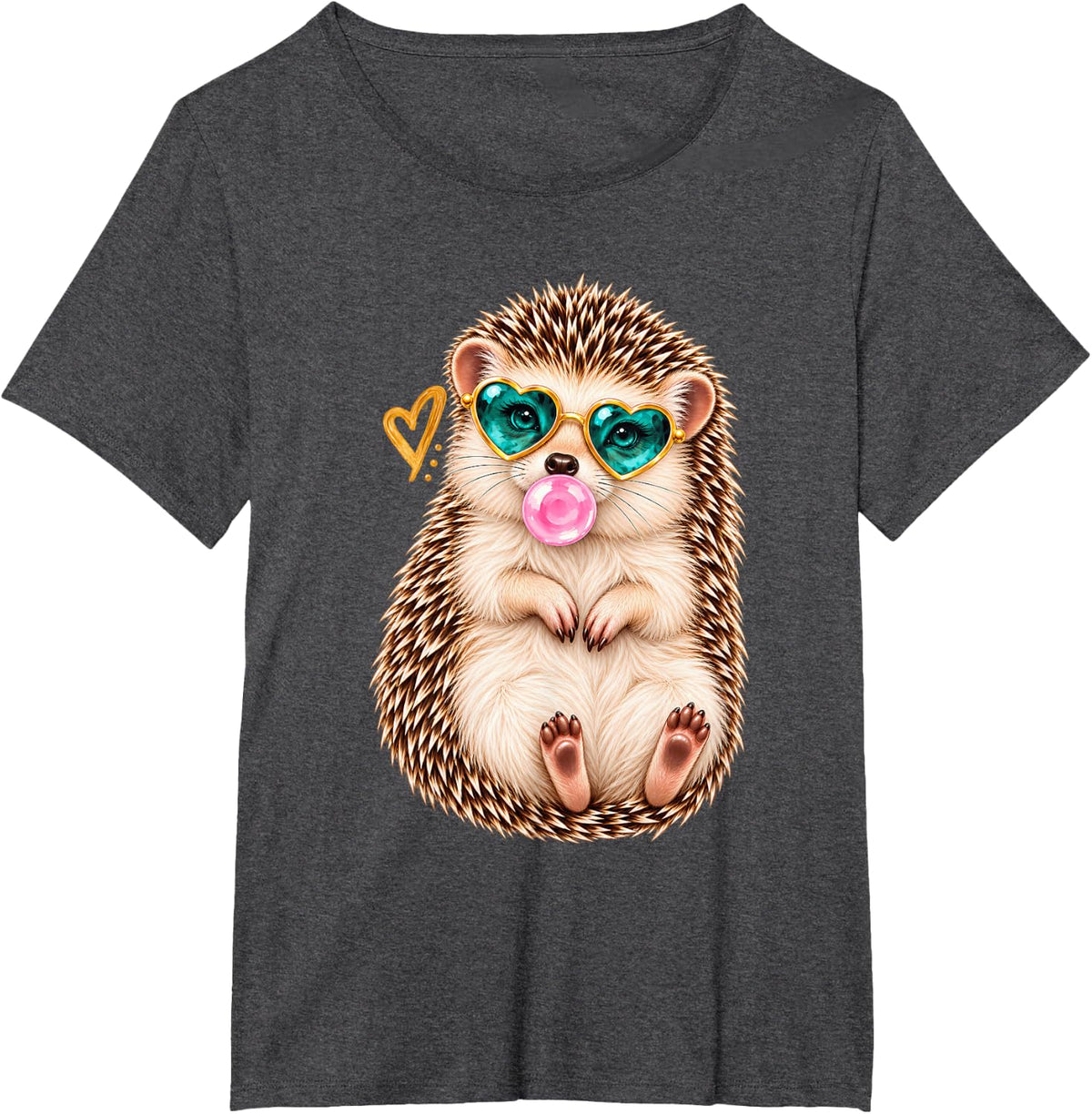Funny Hedgehog Bubblegum Sunglasses Funny Animal Women Girls T-Shirt - Dark Heather Grey
