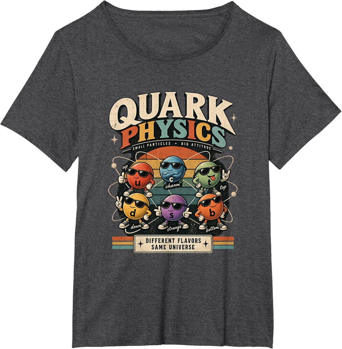 Funny Quark Tiny Particle Universe Physics T-Shirt - Dark Heather Grey