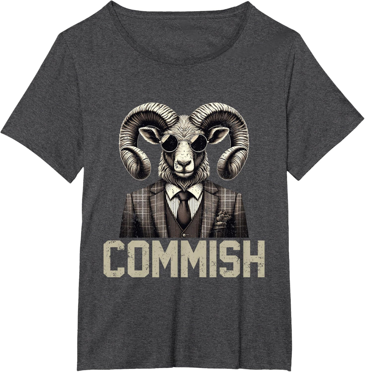 Fantasy Football Commissioner Funny Draft Goat Commish T-Shirt - Dark Heather Grey