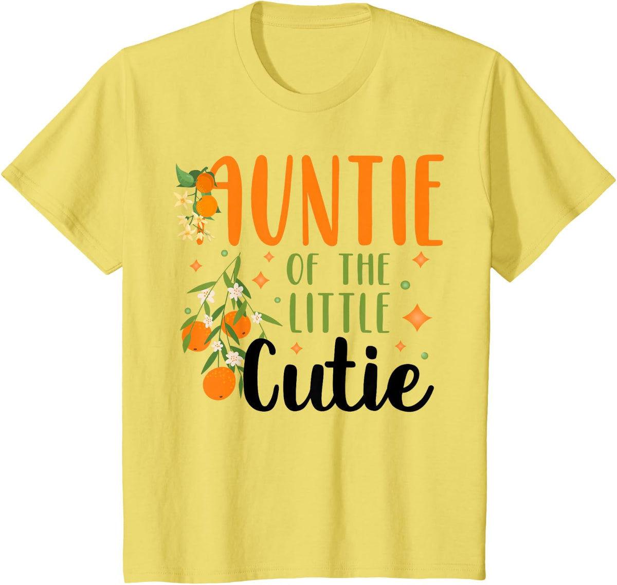 Auntie Little Cutie Baby Shower Tees Orange 1st Birthday Party T Shirts - Lemon Yellow