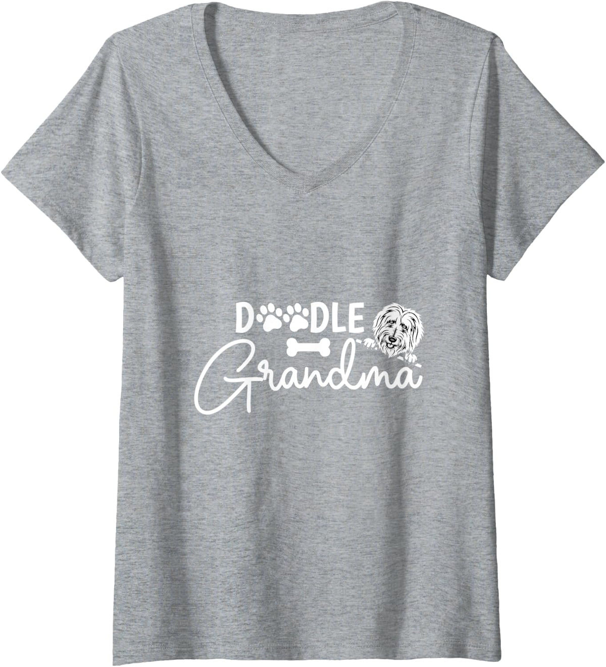 Womens Doodle Grandma Dog Tee Women Groodle Dogs Lover Goldendoodle V-Neck T-Shirt - Heather Grey