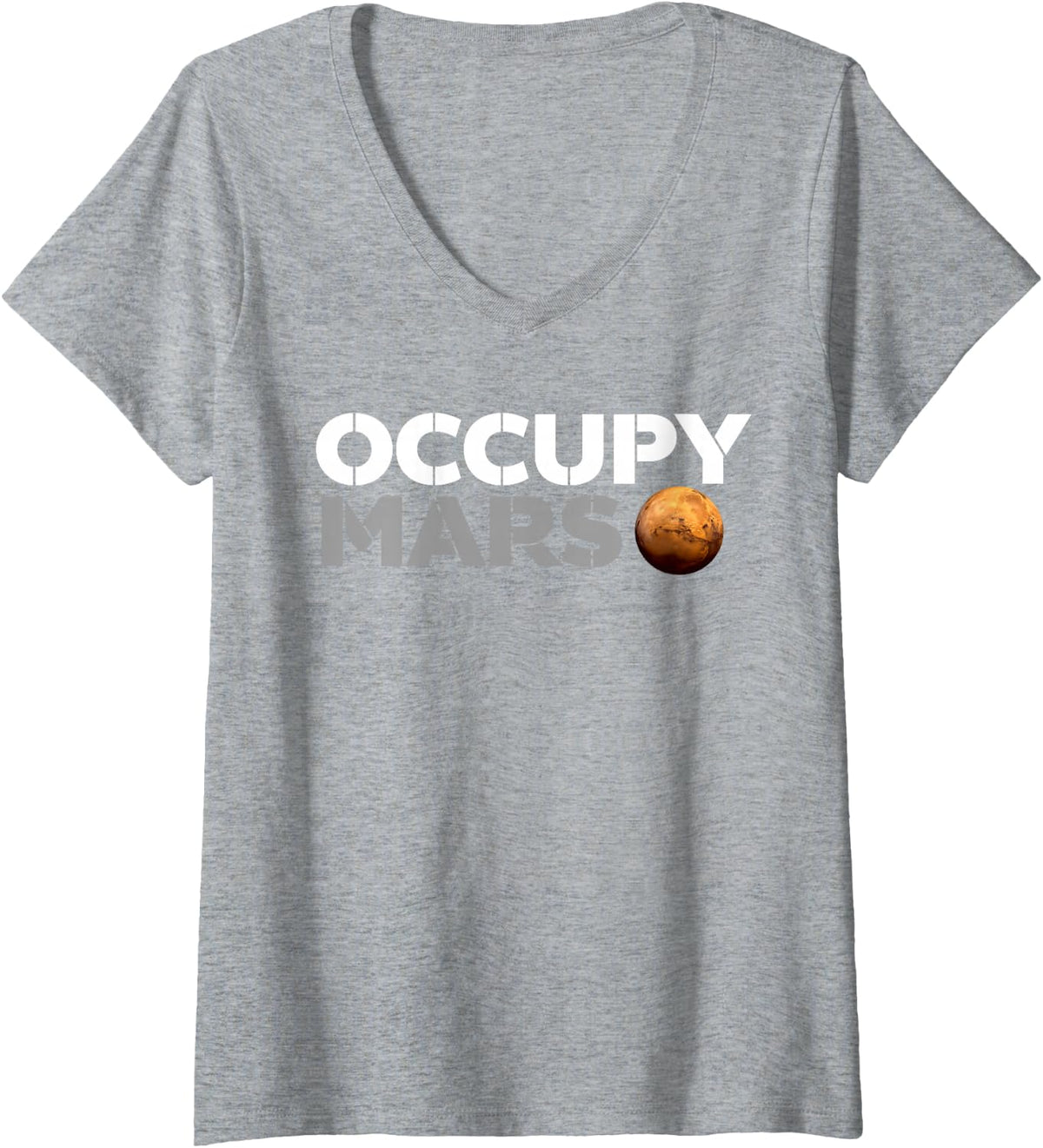 Women's Occupy Mars V-Neck T-Shirt - Heather Grey