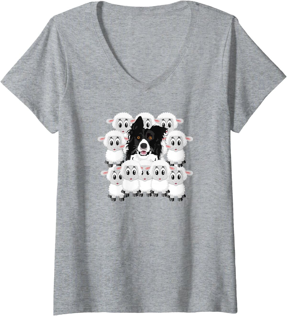 Women's Border Collie Herding Instinct V-Neck T-Shirt - Heather Grey