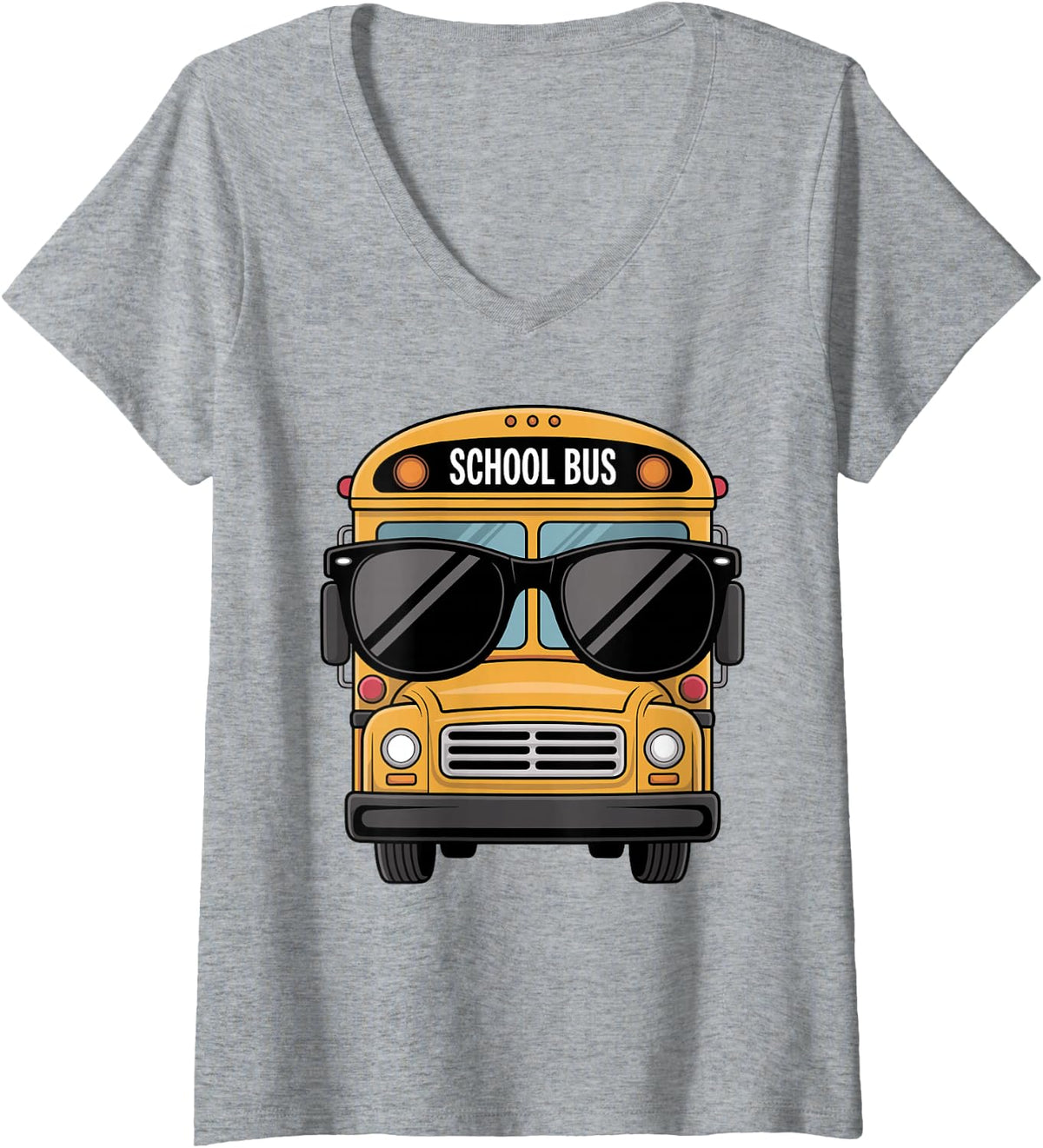 Women's Funny School Bus Driver Art for Men Women Back to School V-Neck T-Shirt - Heather Grey
