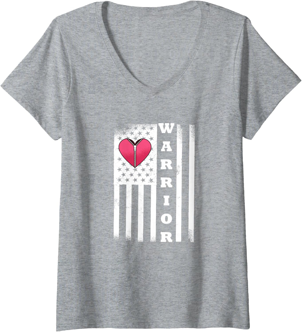 Women's Open Heart Surgery Warrior for Heart Patients Survivor V-Neck T-Shirt - Heather Grey
