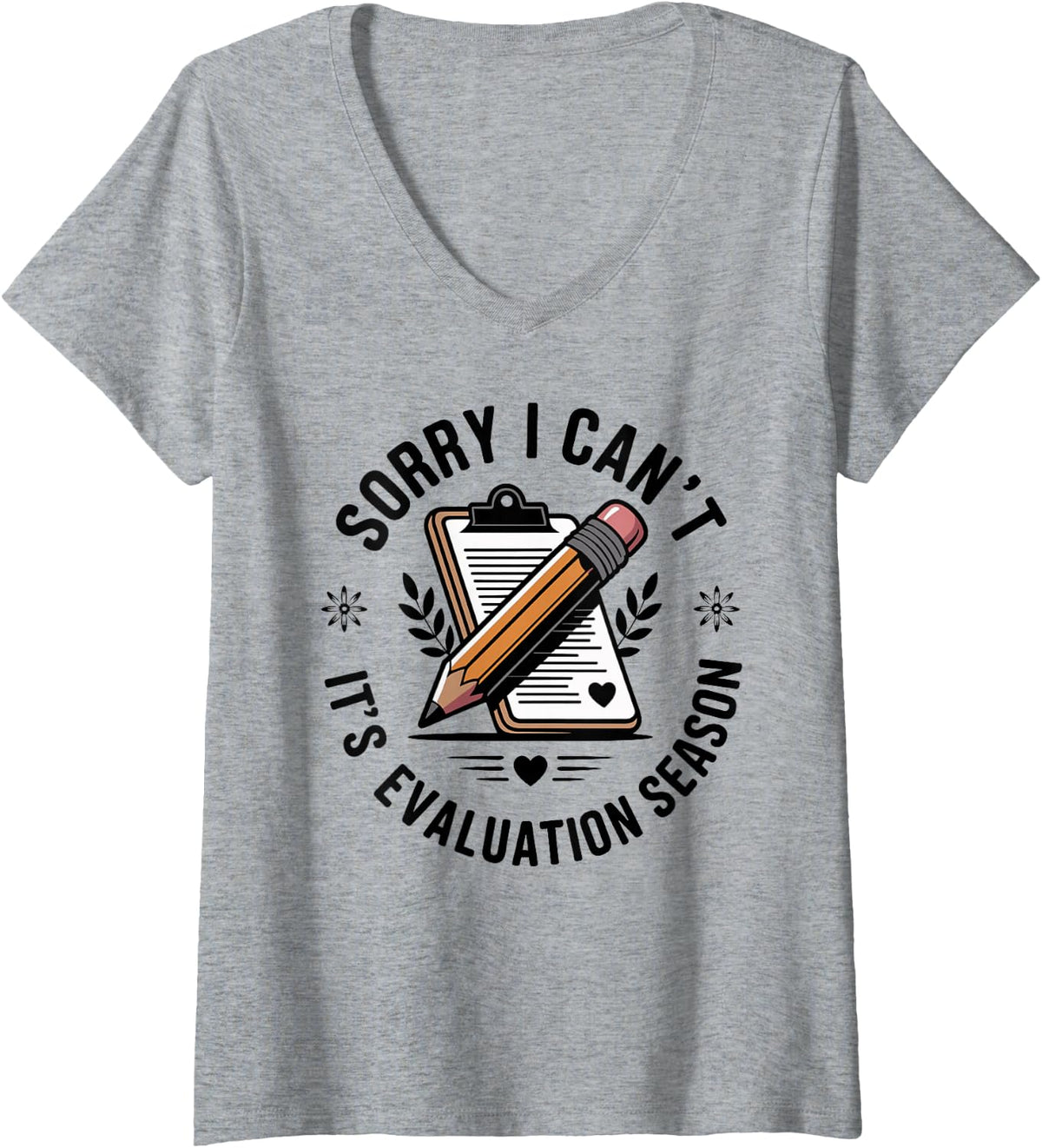 Women's It's Evaluation Season Funny School Psychologist V-Neck T-Shirt - Heather Grey