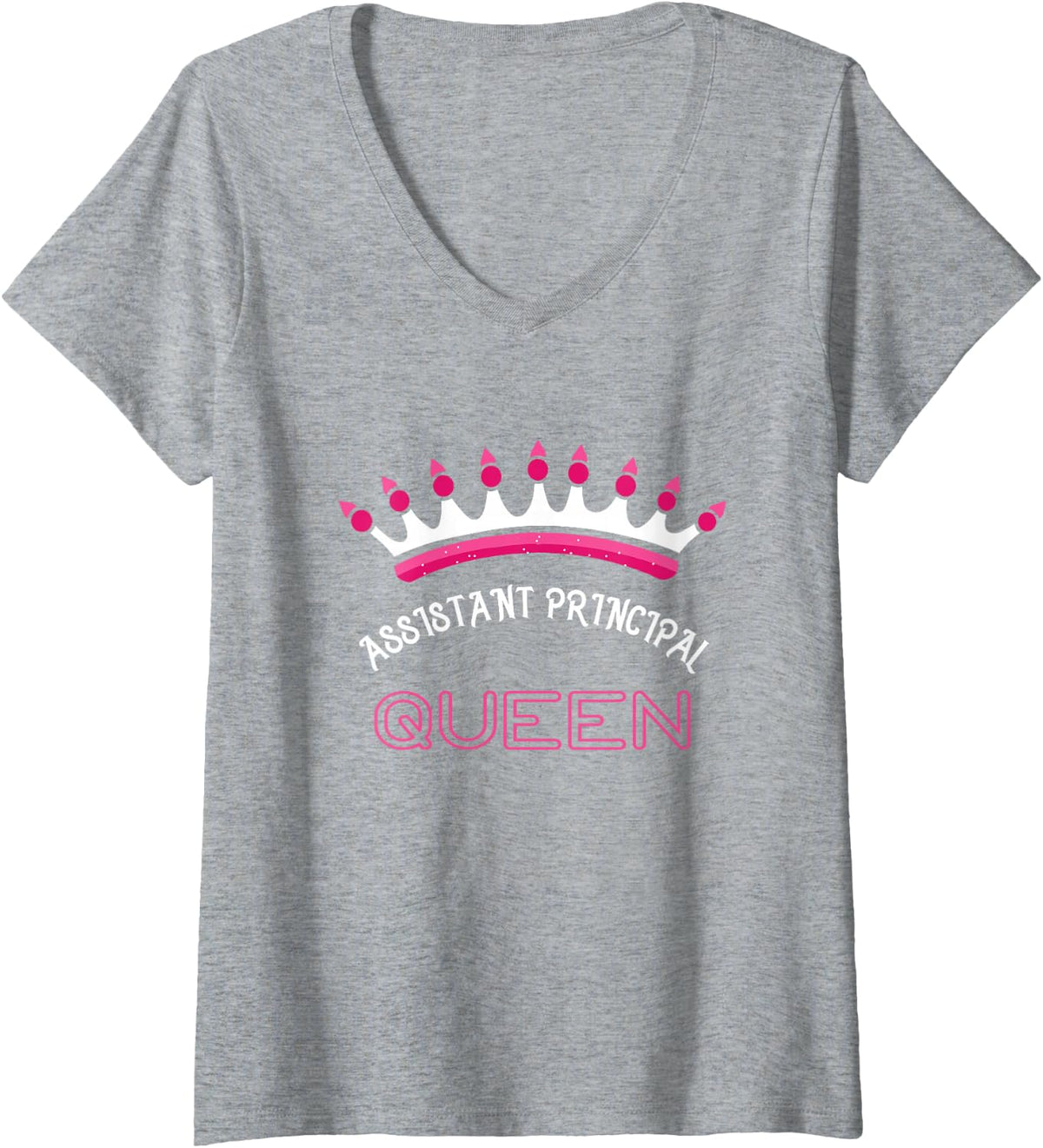 Women's Assistant Principal Queen V-Neck T-Shirt - Heather Grey