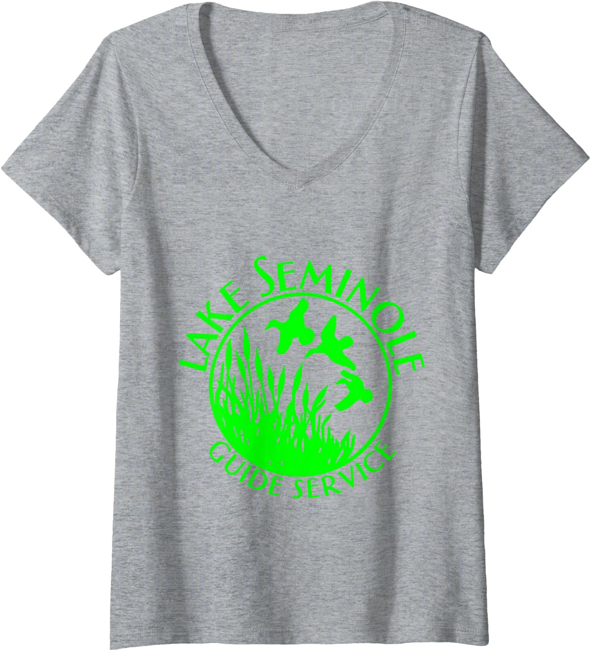 Women's Lake Seminole Fishing Guide Service Bass Angler V-Neck T-Shirt - Heather Grey