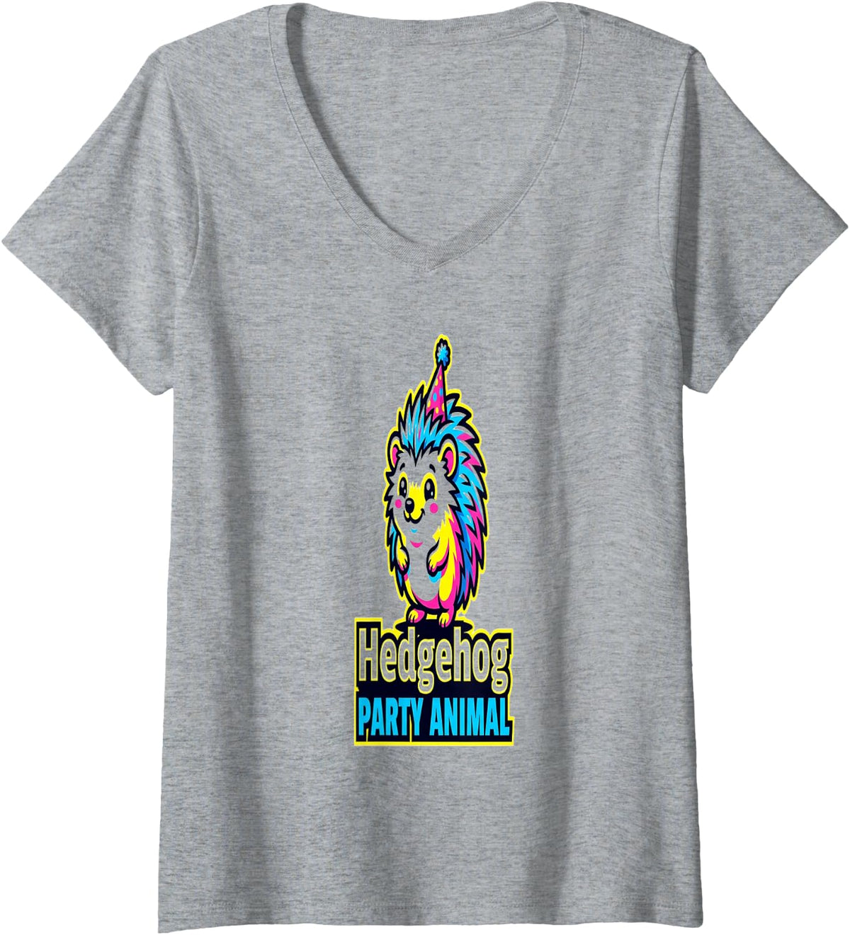 Women's Hedgehog Lovers Animal Lover Humor Cute Hedgehog Design V-Neck T-Shirt - Heather Grey